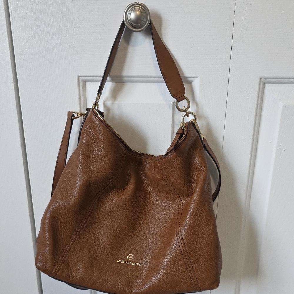 Michael Kors Brown Leather Hobo Shoulder/Crossbody Bag